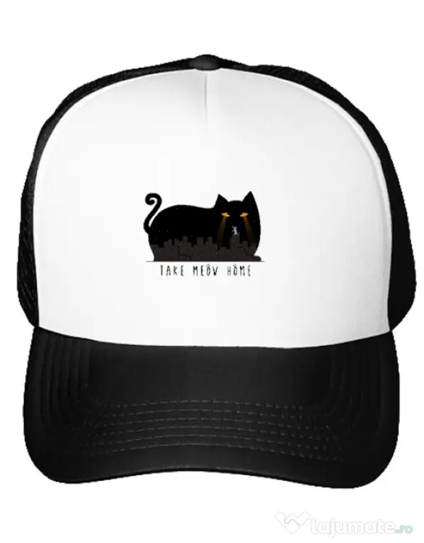 Sapca personalizata Take Meow Home Alb