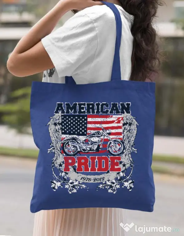 Sacosa din panza American pride Albastru regal