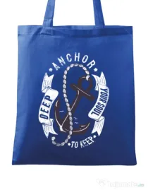 Sacosa din panza Anchor your soul Albastru regal