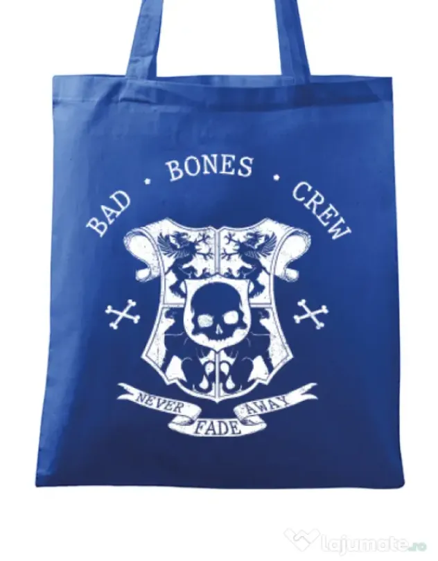 Sacosa din panza Bad bones crew crest Albastru regal