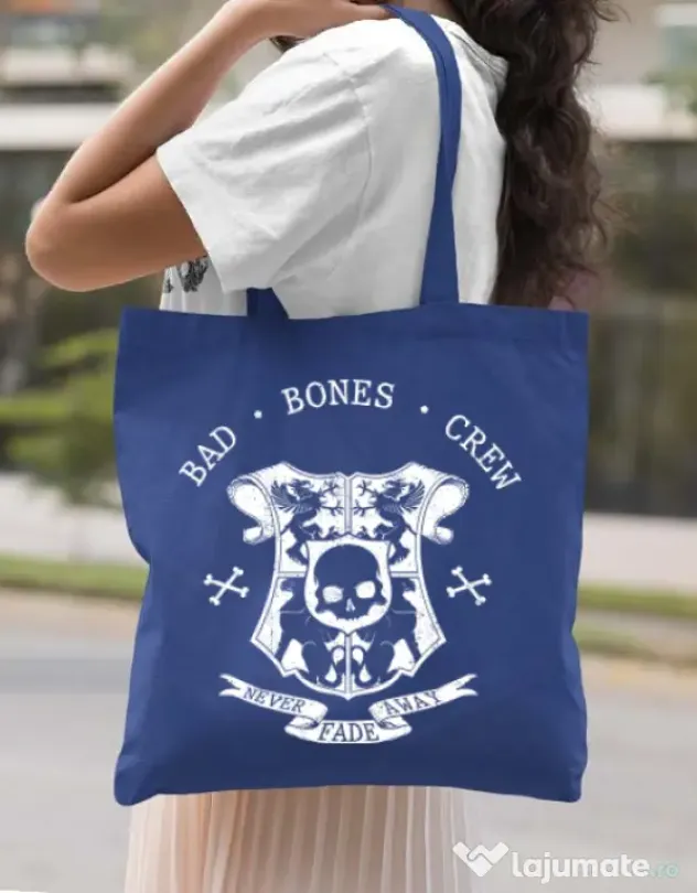 Sacosa din panza Bad bones crew crest Albastru regal