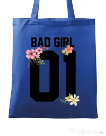 Sacosa din panza Bad girl Albastru regal