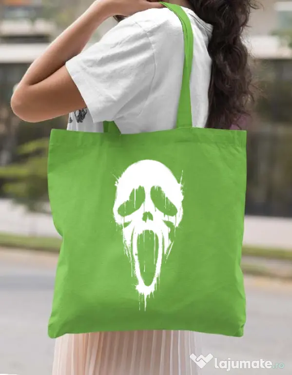 Sacosa din panza Bloody scream Verde mar