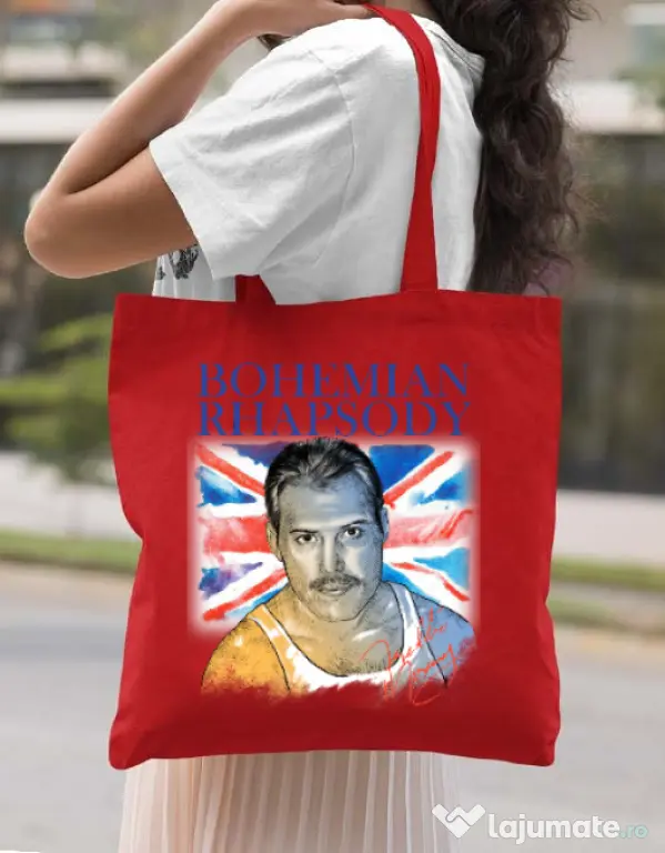 Sacosa din panza Bohemian Rhapsody Rosu
