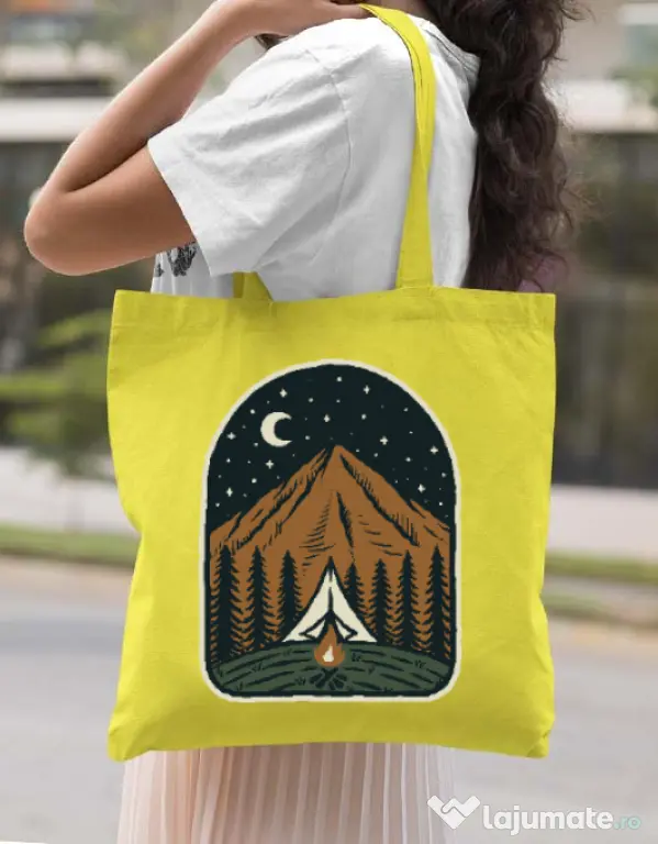 Sacosa din panza Camp mountain night Galben