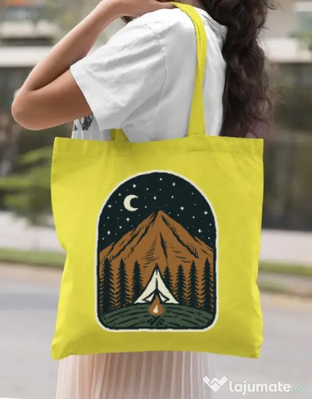 Sacosa din panza Camp mountain night Galben