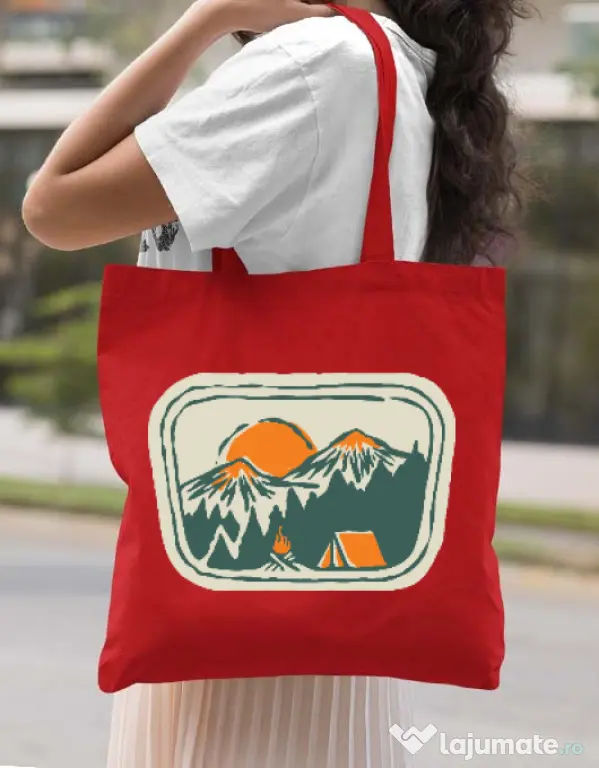 Sacosa din panza Camping badge Rosu