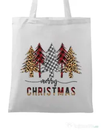 Sacosa din panza Christmas Trees Alb