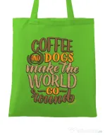 Sacosa din panza Coffee and dogs Verde mar