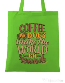 Sacosa din panza Coffee and dogs Verde mar
