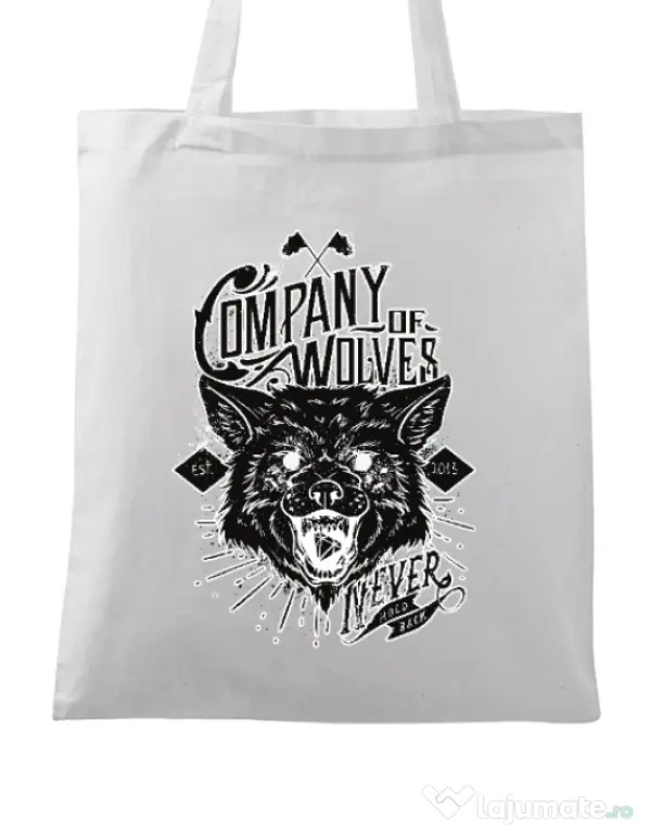 Sacosa din panza Company of wolves Alb