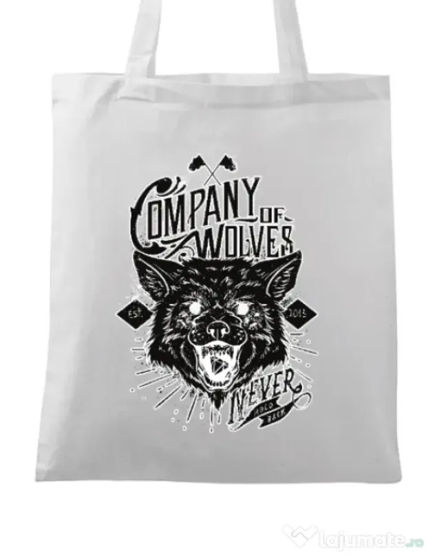 Sacosa din panza Company of wolves Alb