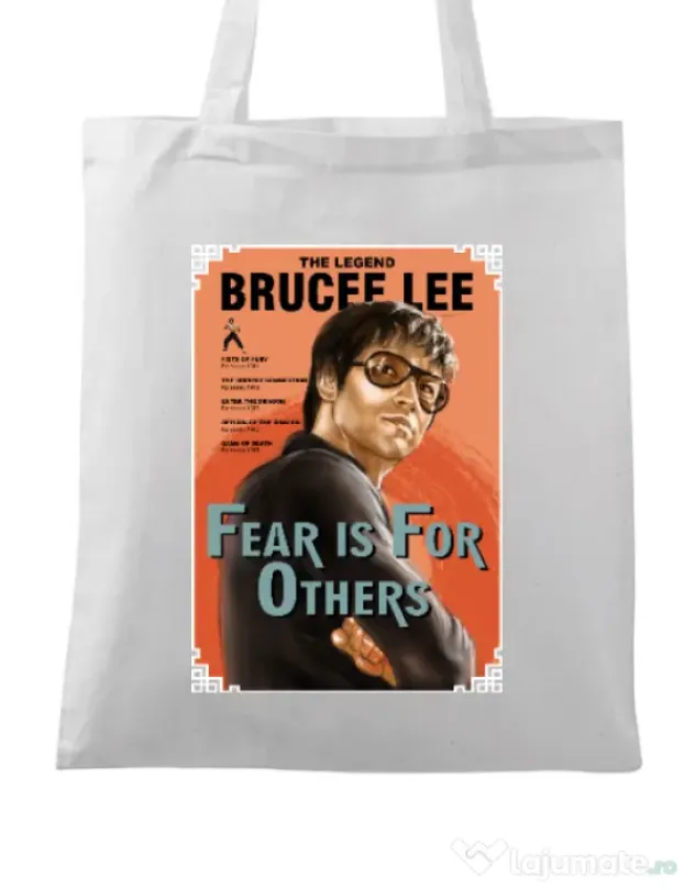 Sacosa din panza Fear is for others Alb