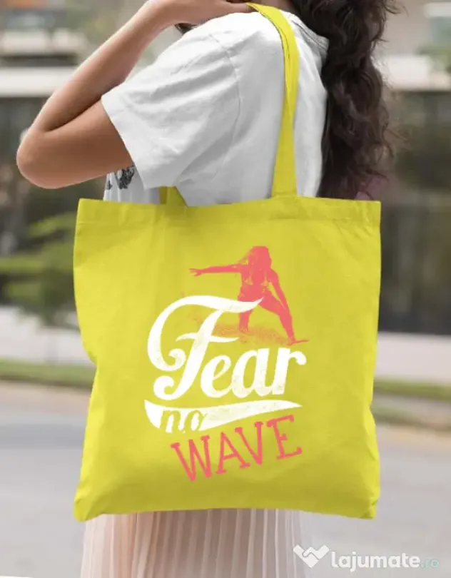 Sacosa din panza Fear no wave Galben