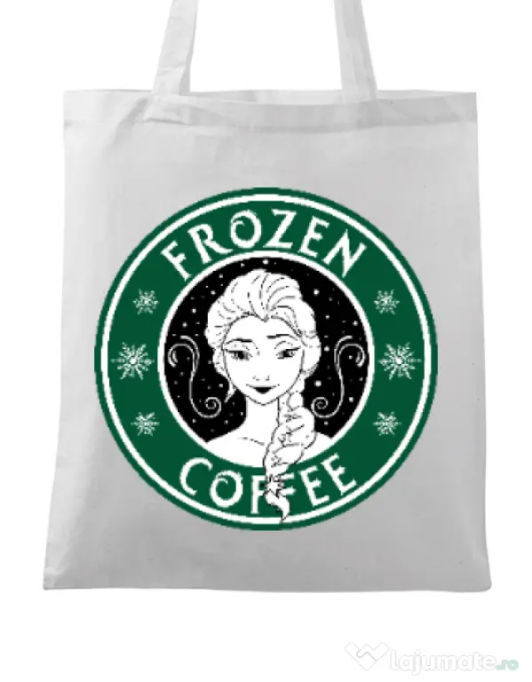 Sacosa din panza Frozen coffee Alb