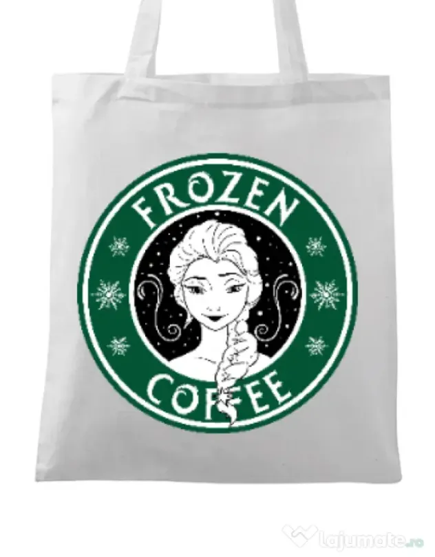 Sacosa din panza Frozen coffee Alb
