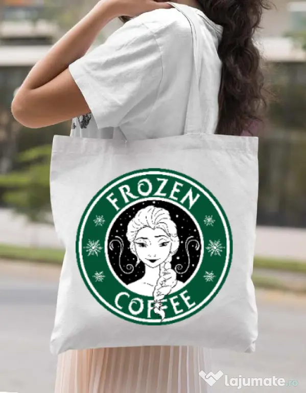 Sacosa din panza Frozen coffee Alb
