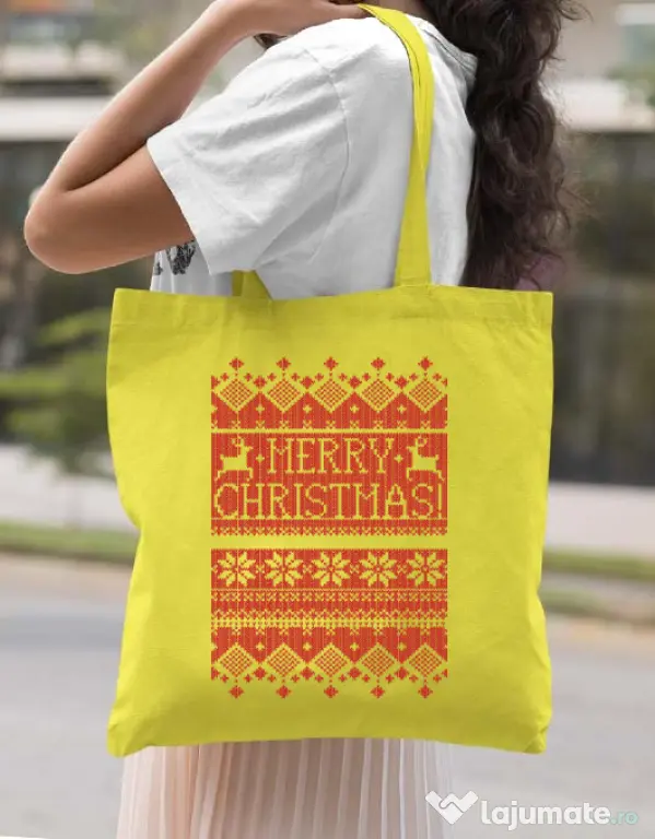 Sacosa din panza Greetings Galben