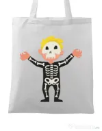 Sacosa din panza Halloween Skull Alb