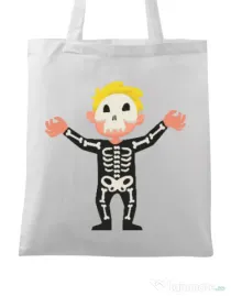 Sacosa din panza Halloween Skull Alb