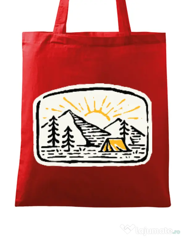 Sacosa din panza Hand drawn camp Rosu