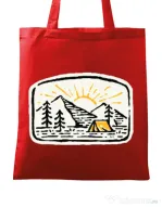 Sacosa din panza Hand drawn camp Rosu