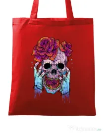 Sacosa din panza Hand skull Rosu