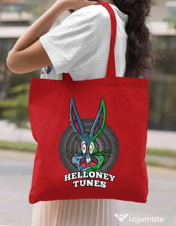Sacosa din panza Helloney tunes Rosu