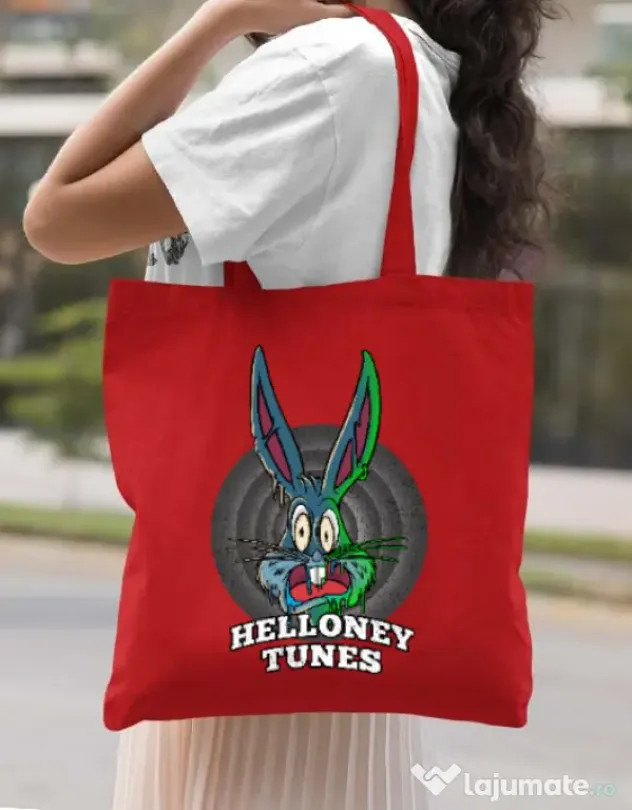 Sacosa din panza Helloney tunes Rosu