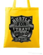 Sacosa din panza Hustle for that muscle Galben