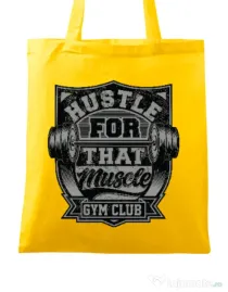 Sacosa din panza Hustle for that muscle Galben