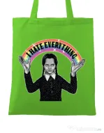 Sacosa din panza I hate everything Verde mar