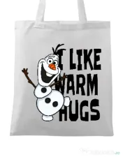 Sacosa din panza I like warm hugs Alb 