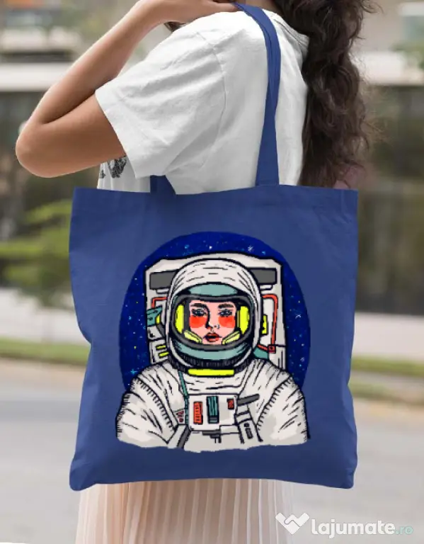 Sacosa din panza I need some space Albastru regal