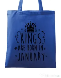 Sacosa din panza Kings are born in January Albastru regal