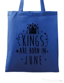 Sacosa din panza Kings are born in June Albastru regal