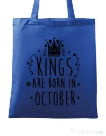 Sacosa din panza Kings are born in October Albastru regal
