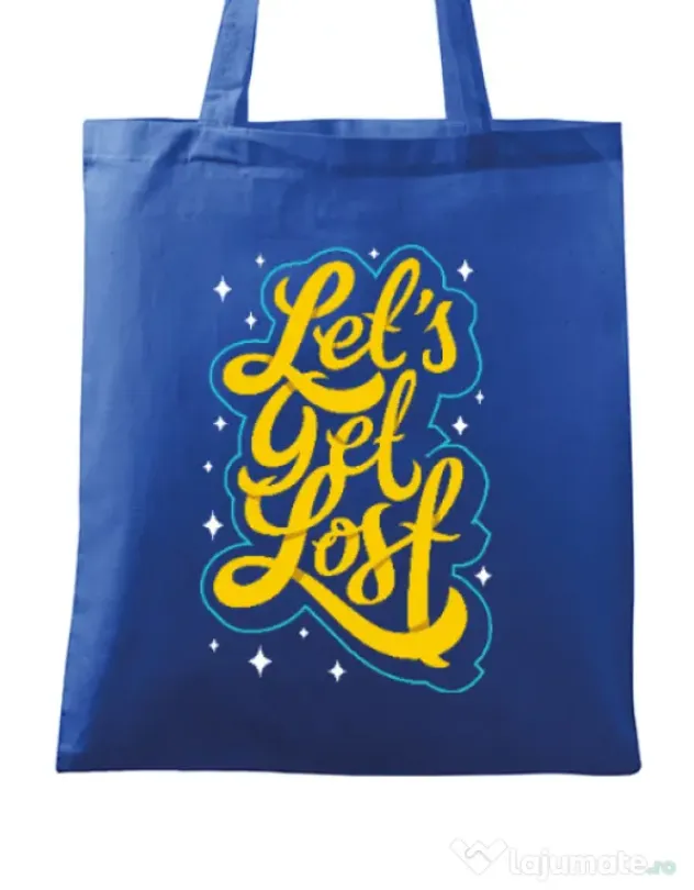 Sacosa din panza Let\'s get lost Albastru regal