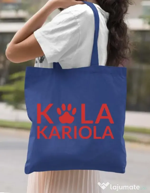 Sacosa din panza Logo Kola Rosu Albastru regal