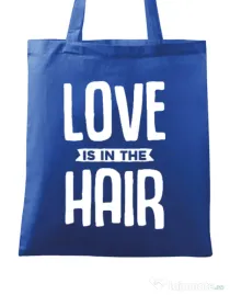 Sacosa din panza Love is in the hair Albastru regal