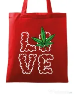 Sacosa din panza Love weed Rosu