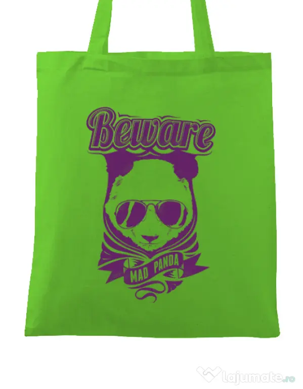 Sacosa din panza Mad Panda Verde mar