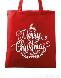 Sacosa din panza Merry Christmas Rosu