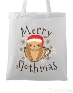 Sacosa din panza Merry slothmas Alb