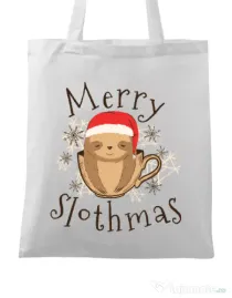 Sacosa din panza Merry slothmas Alb