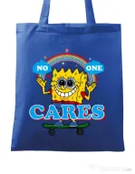Sacosa din panza No one cares Albastru regal