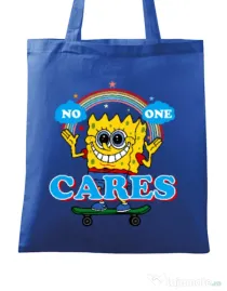 Sacosa din panza No one cares Albastru regal
