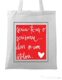 Sacosa din panza Nu am stilou Alb