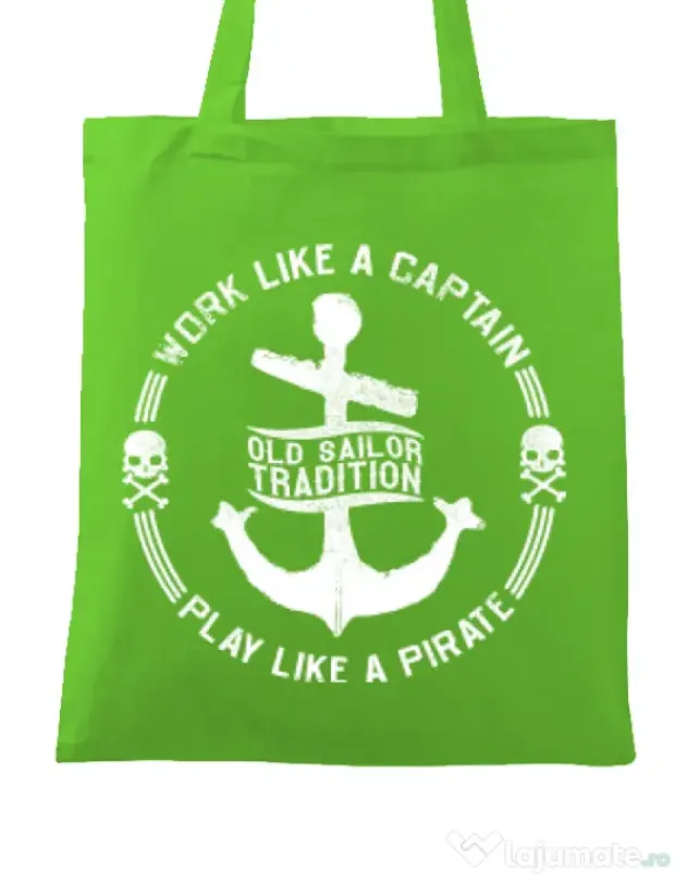 Sacosa din panza Old sailor tradition Verde mar