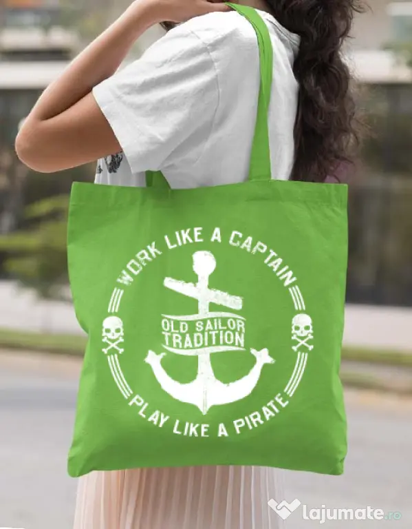 Sacosa din panza Old sailor tradition Verde mar